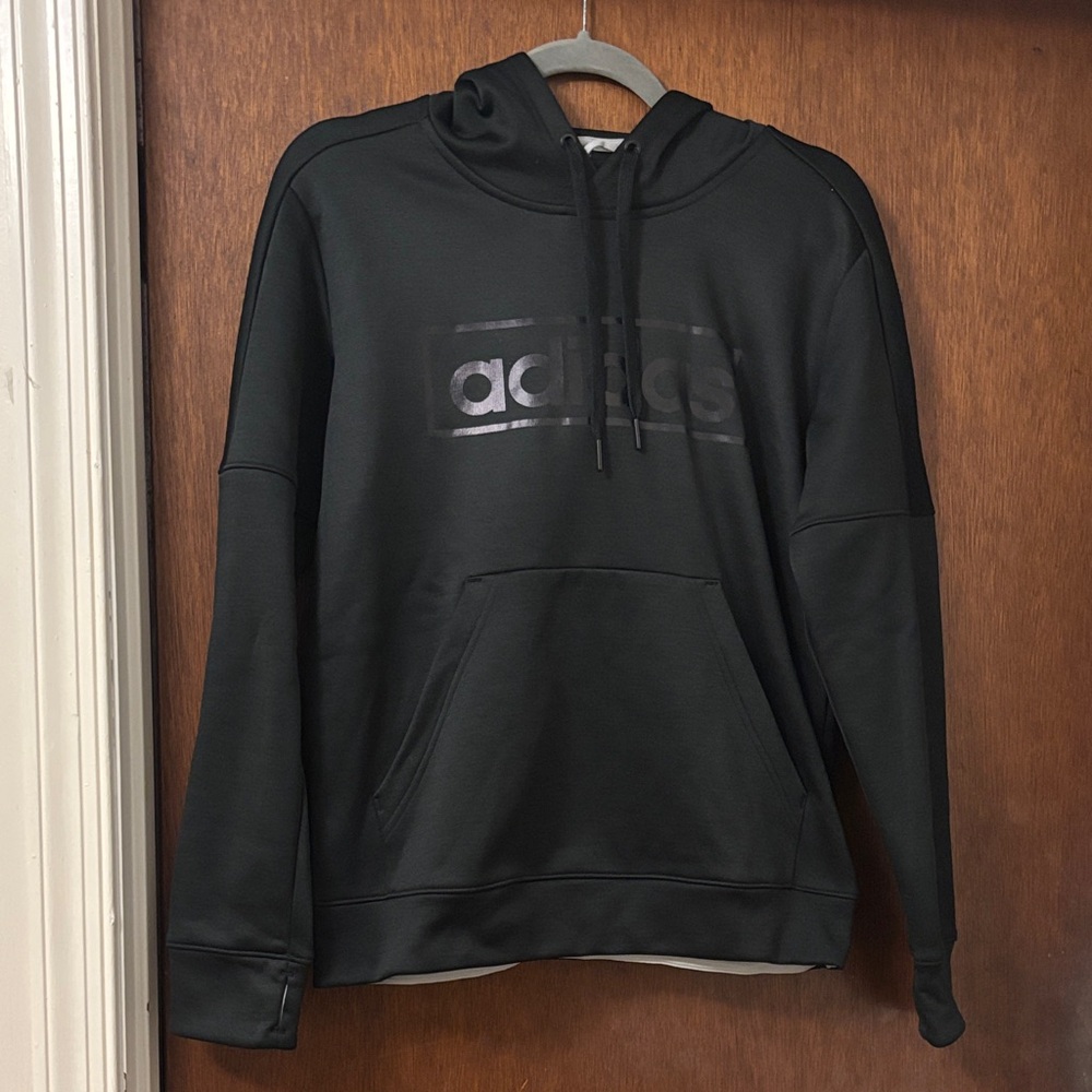 adidas Black Pullover Hoodie with Gloss Logo